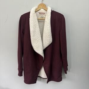 The Normal Brand Cardigan Small Burgundy Puremeso Boundless Sherpa Lined Open